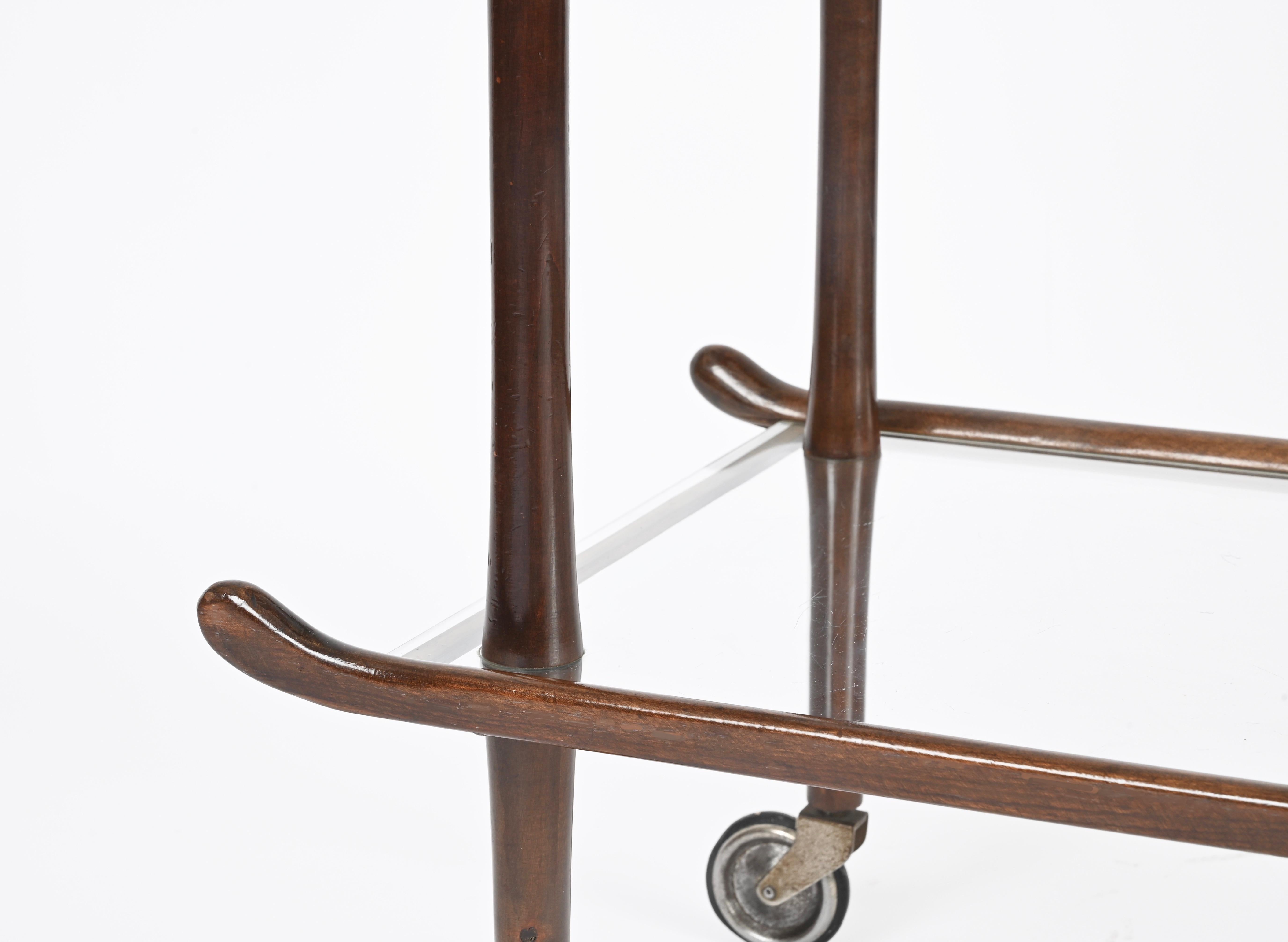 Victorian English Mahogany Serving Trolley with Original Glass, Early 1900s In Good Condition For Sale In Roma, IT