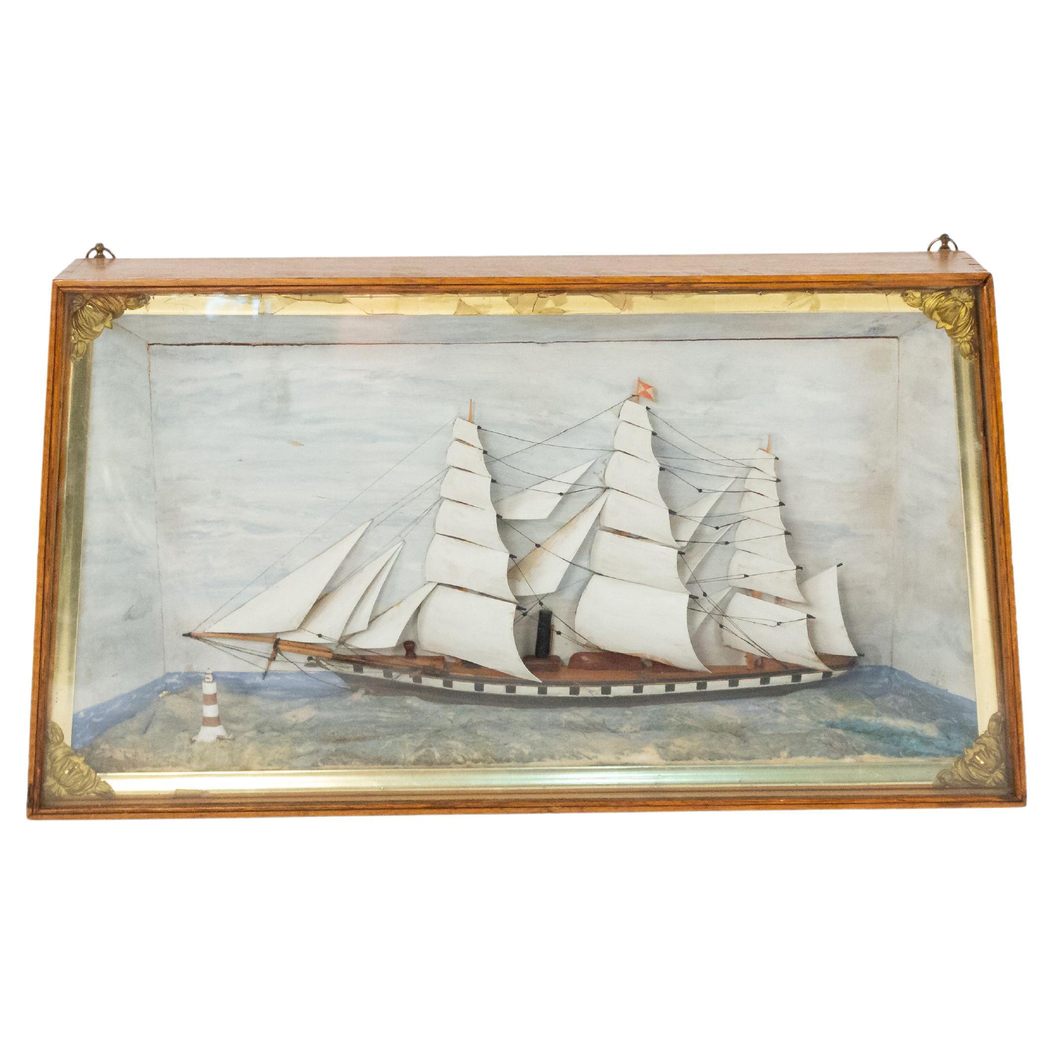 Victorian English Nautical Diorama Ship Wall Plaque