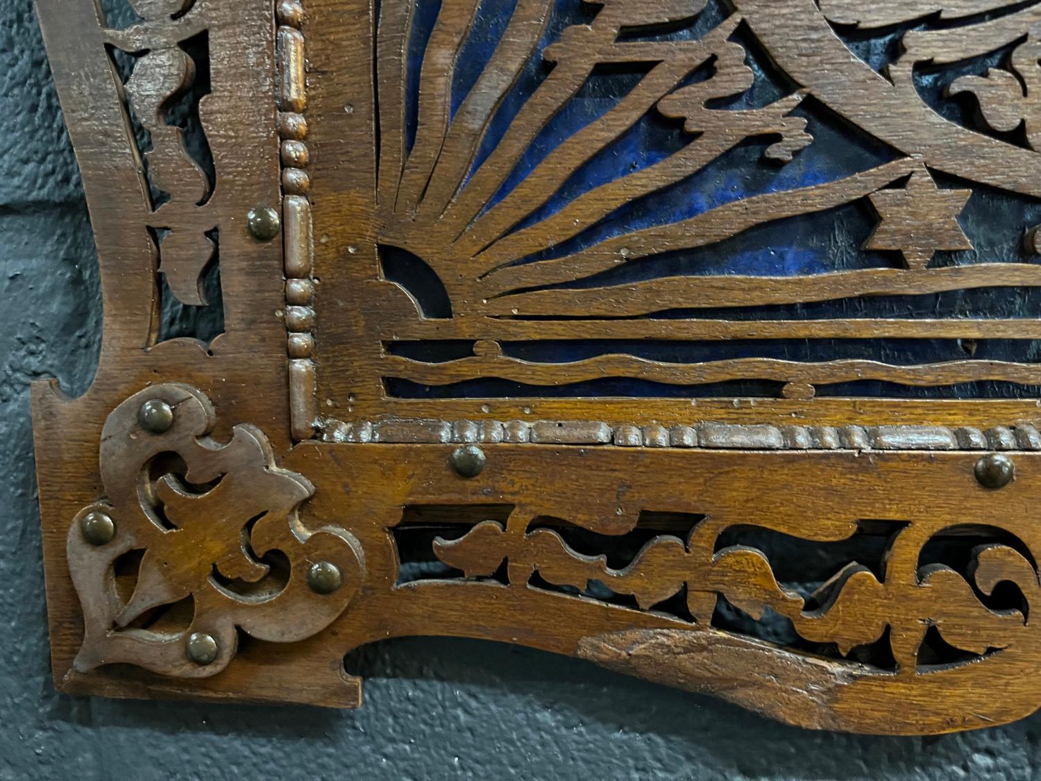 Victorian English Oak Wood Laubsägearbeiten Religiöse The Lord's Prayer Wandkunst Antike im Angebot 10