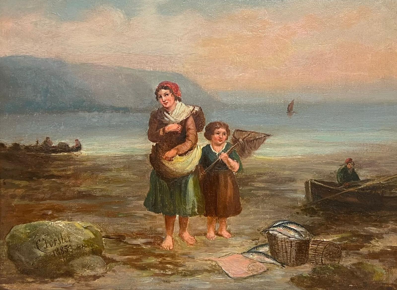 The Fisherfolk
by C. Forster, British 19th century
signed oil on canvas, framed
dated 1885
framed: 17 x 21 inches
canvas: 12 x 16 inches
provenance: private collection, England
condition: very good and sound condition