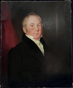 19th Century English Victorian Oil Painting on Canvas Portrait of a Gentleman