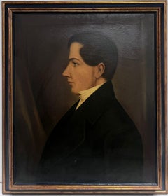 Ritratto di gentiluomo di profilo, pittura a olio del XIX secolo, inglese, vittoriano