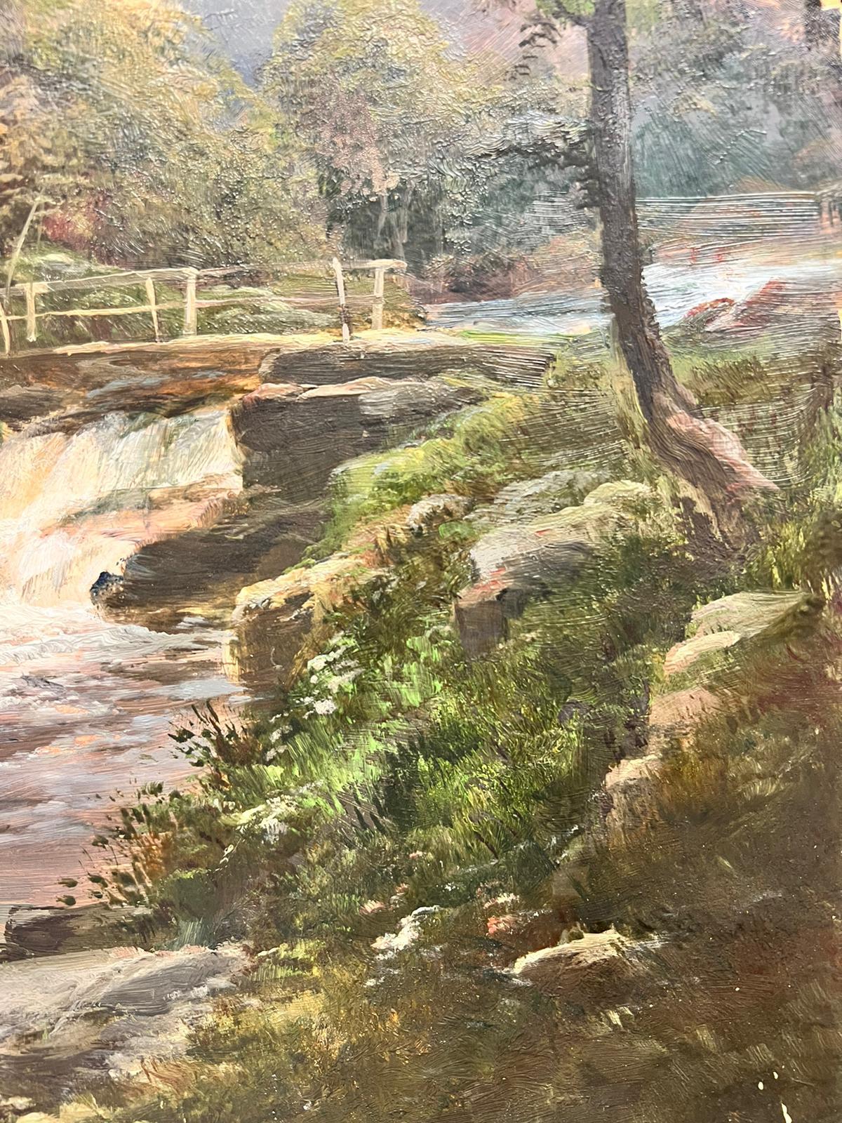 Peinture à l'huile britannique ancienne à restaurer - Paysage des Highlands avec cascade - Victorien Painting par Victorian English