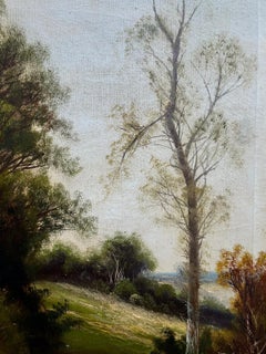 NO RESERVE AUCTION - Woodland Pathway & Stream Antique English Oil Painting