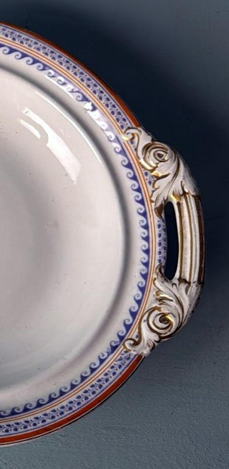 Victorian English Porcelain Tureens Pair Transferware Decoration And Gilt Accent For Sale 11
