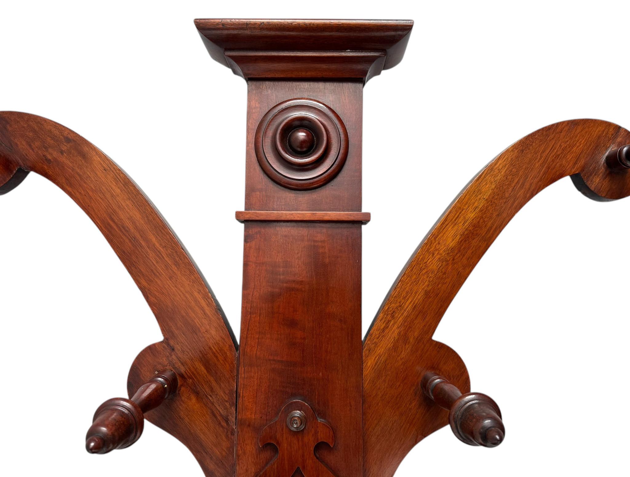Walnut Victorian English Porte Manteau or Coat Rack/Stand, 1880s For Sale