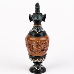 Victorian English Saltglazed Neoclassical Relief Ewer 19th Century