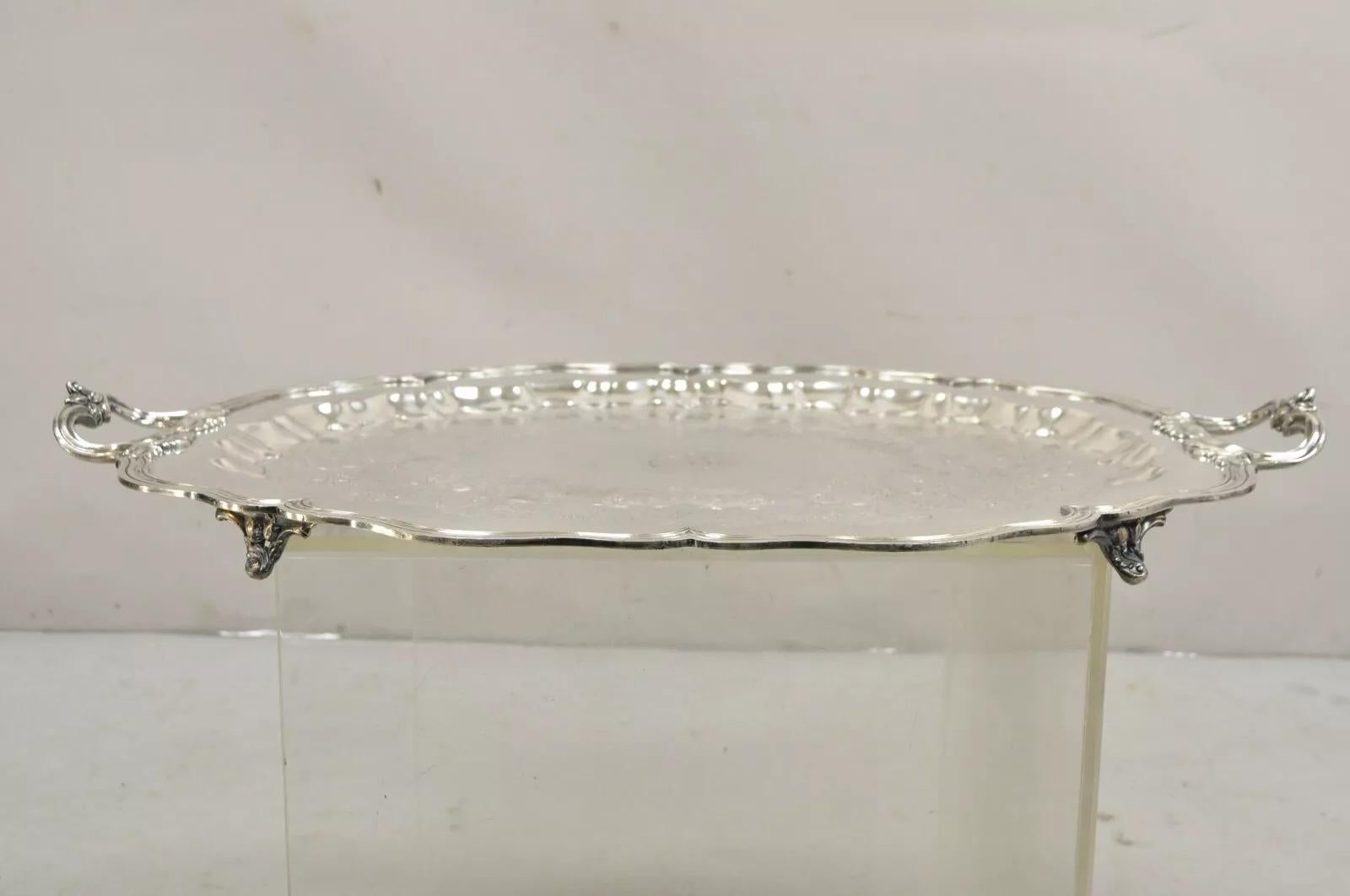 Victorian English Sheffield Silver Plated Oval Scalloped Serving Platter Tray For Sale 8