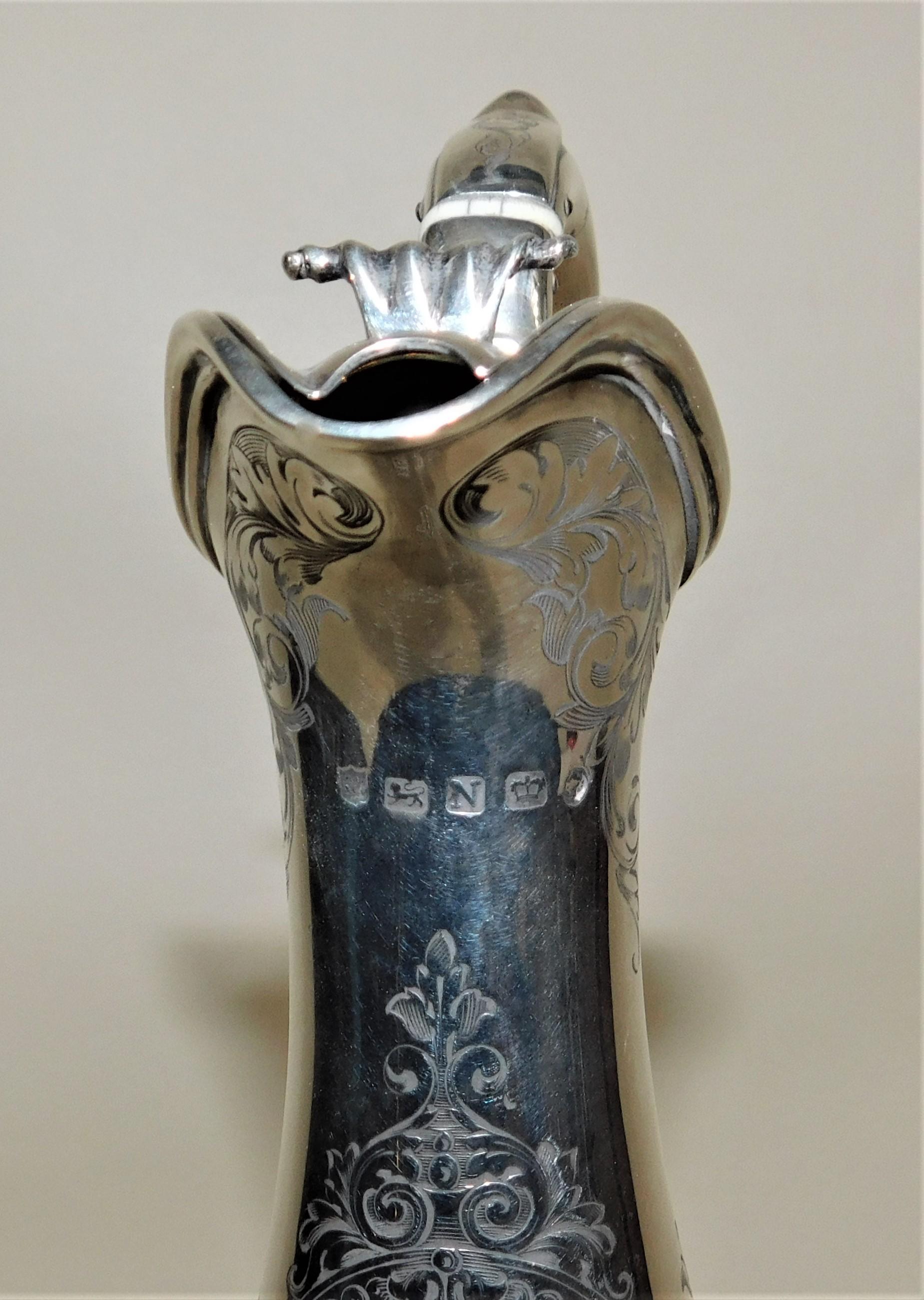 Victorian English Sheffield Sterling Silver Wine Ewer Claret Jug For Sale 6