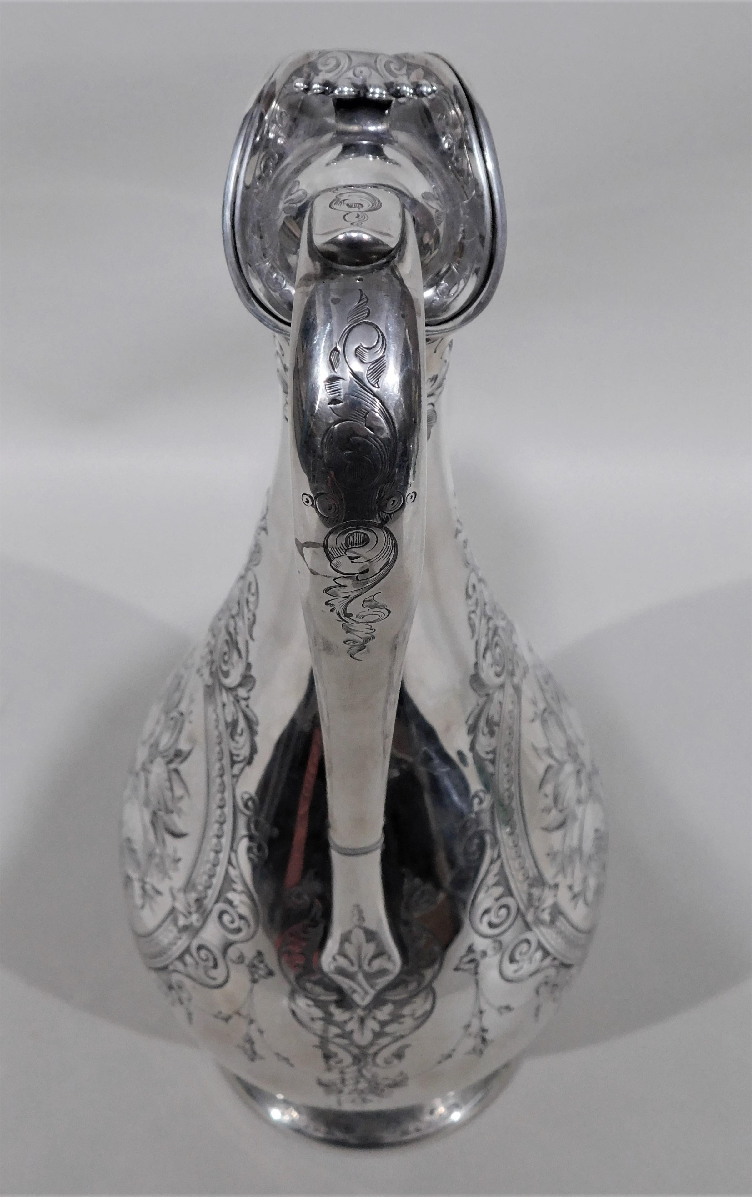 Victorian English Sheffield Sterling Silver Wine Ewer Claret Jug For Sale 2