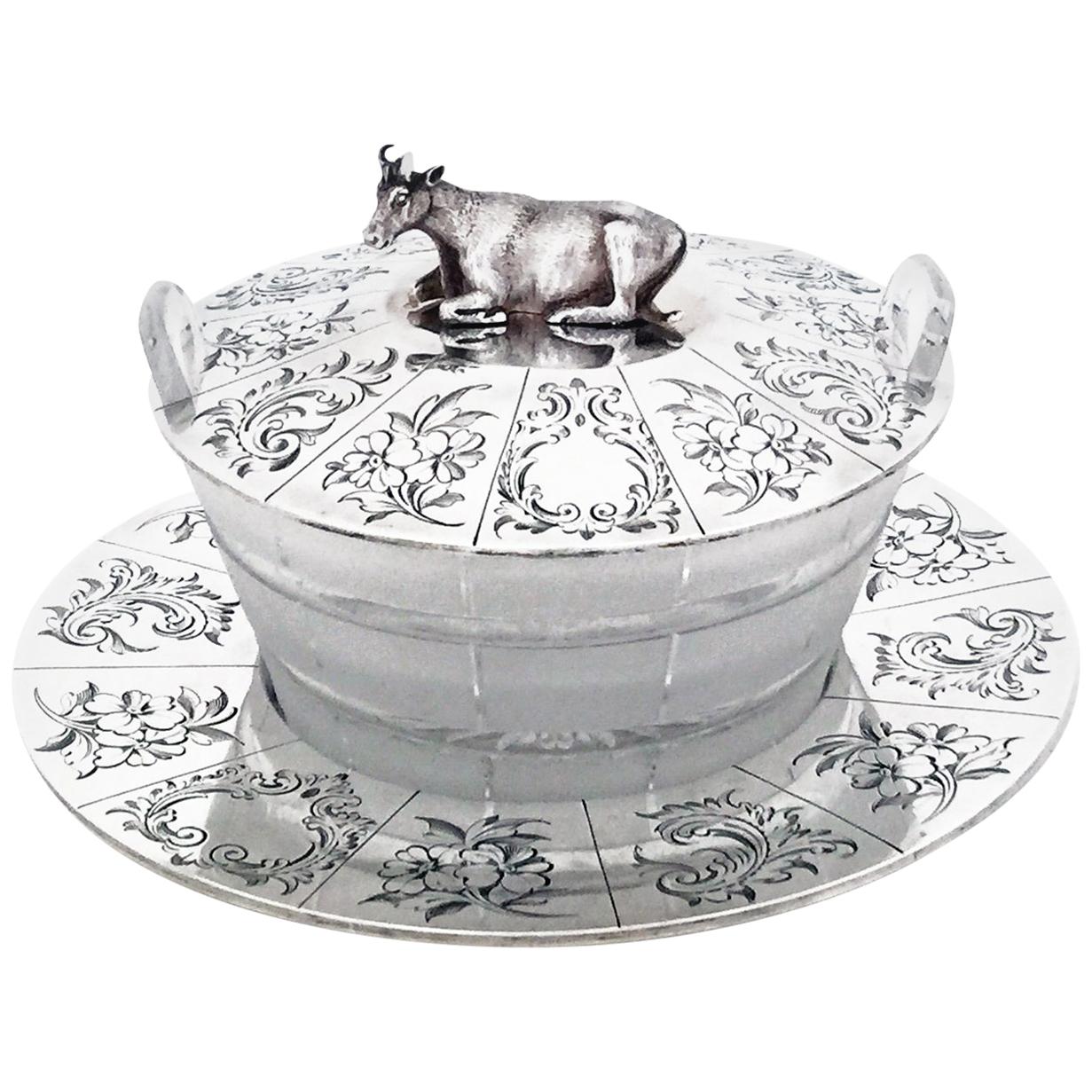 Victorian English Silver Butter Dish For Sale
