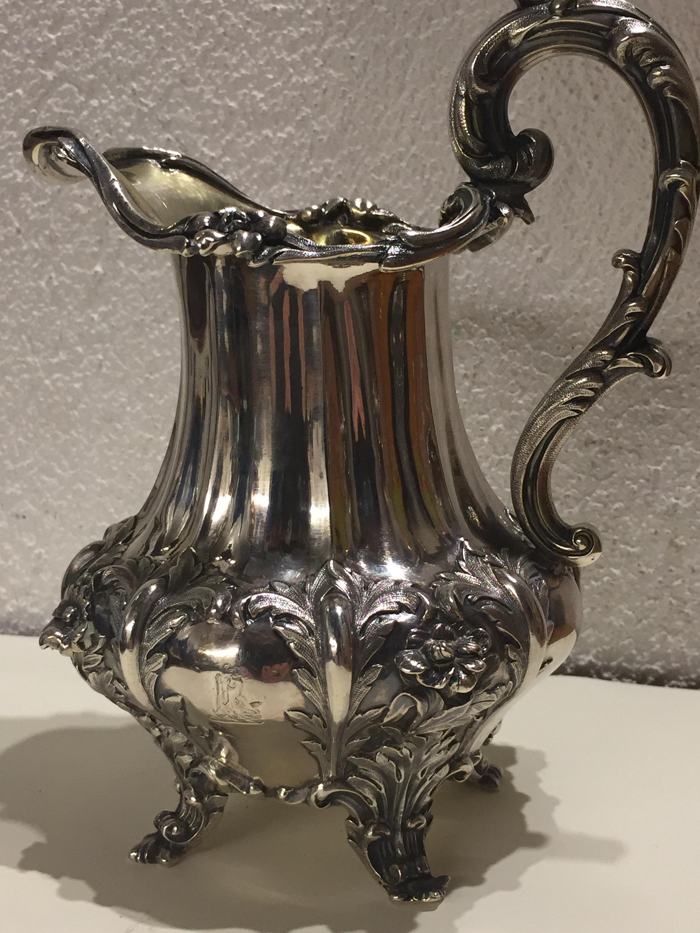 Victorian English Silver Tea Set 3 Pieces For Sale 2