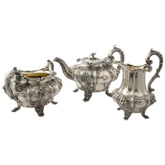 Used Victorian English Silver Tea Set 3 Pieces