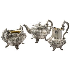 Set da tè inglese vittoriano in argento 3 pezzi