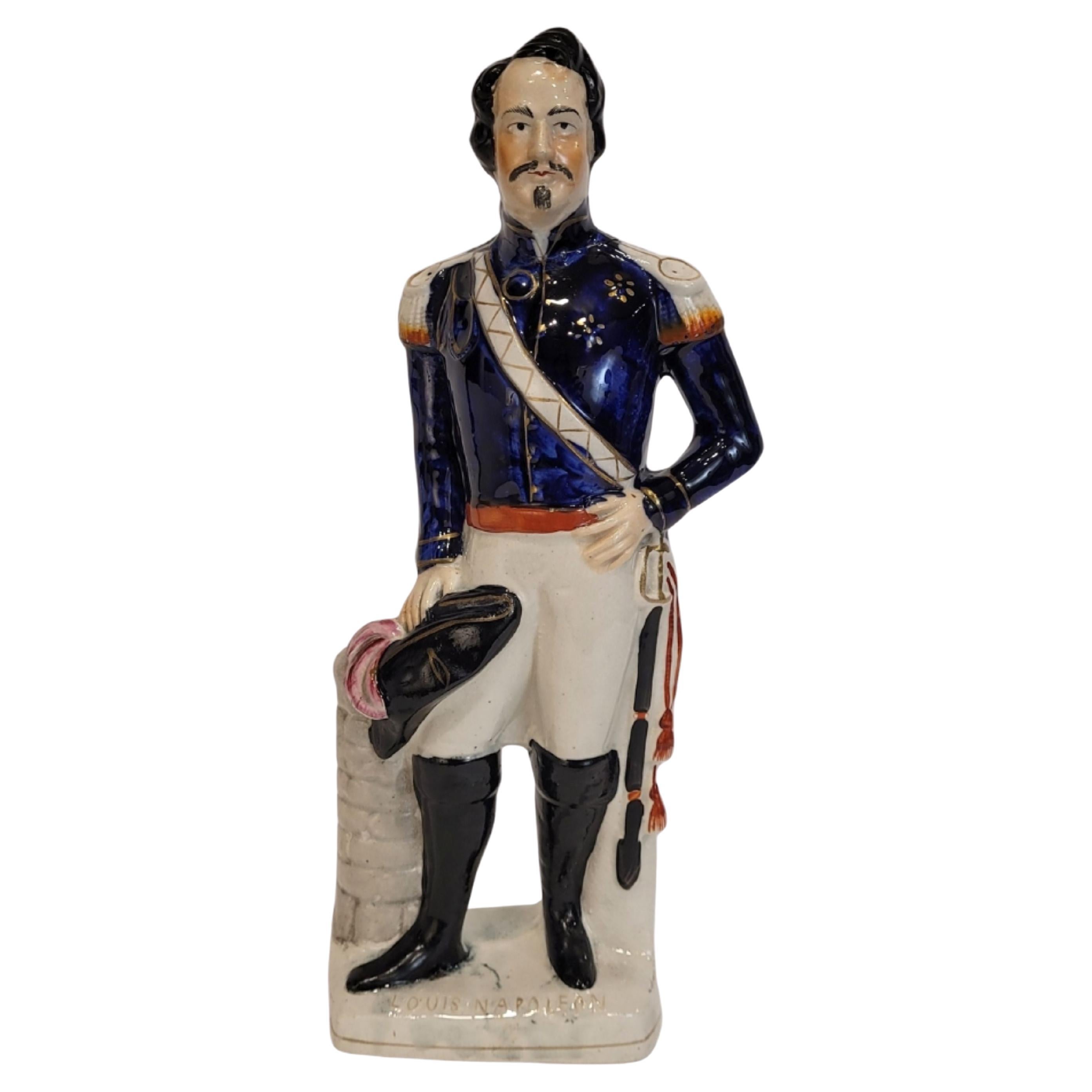 Victorian English Staffordshire earthenware figurine of Louis Napoleón Bonaparte For Sale