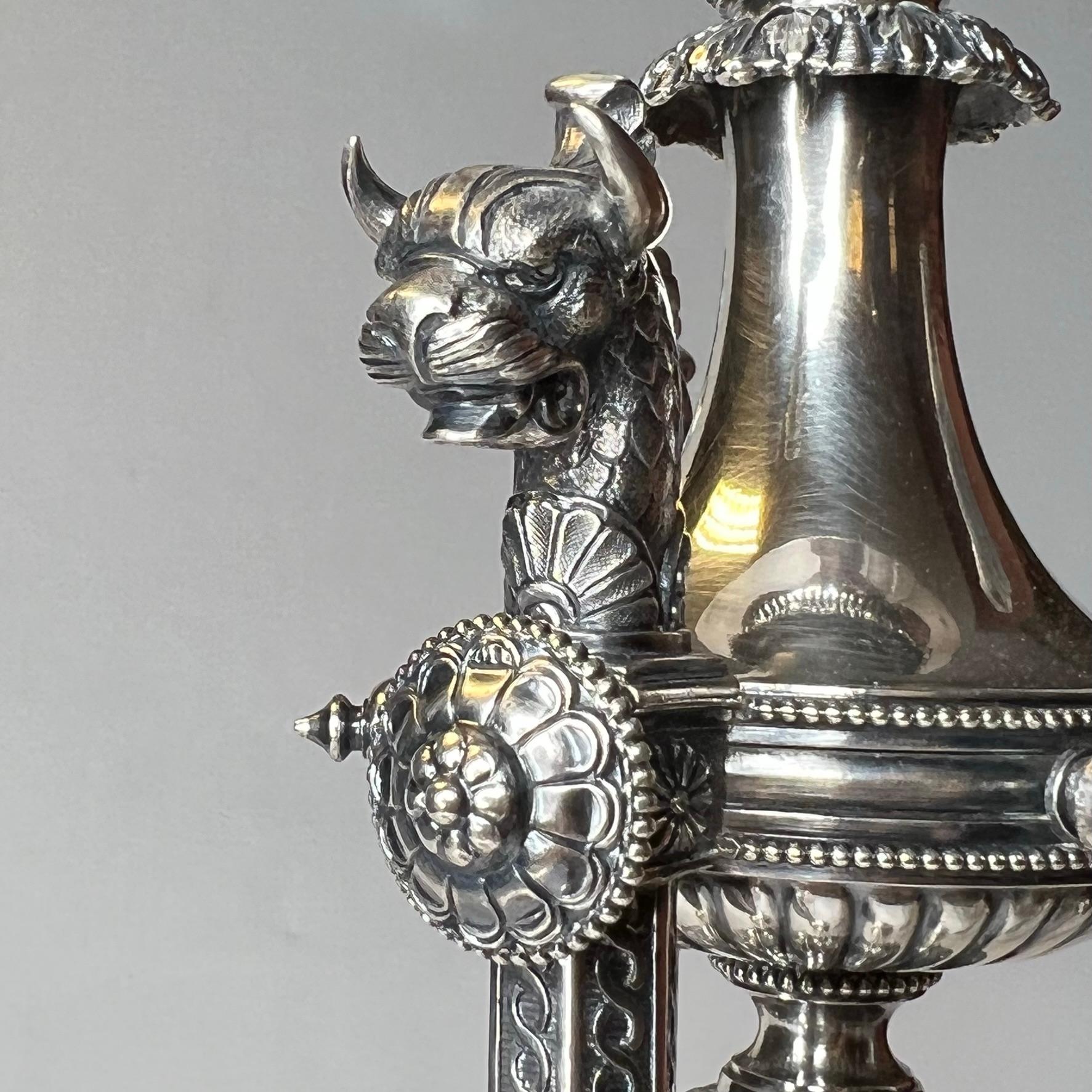 Victorian English Sterling Epergne Centerpiece by Manoah Rhodes & Sons c 1890 For Sale 5