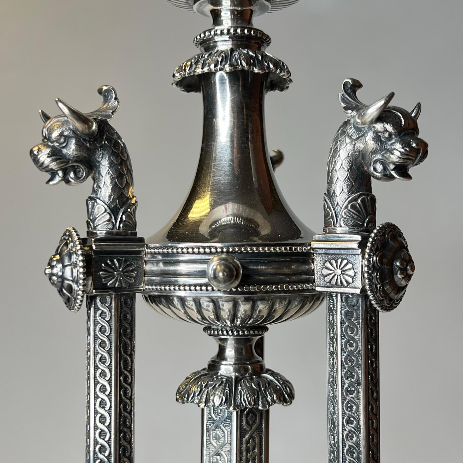 Victorian English Sterling Epergne Centerpiece by Manoah Rhodes & Sons c 1890 For Sale 7