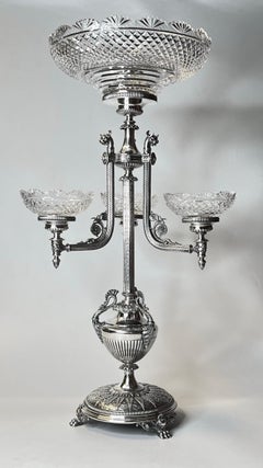 Victorian English Sterling Epergne Centerpiece by Manoah Rhodes & Sons c 1890
