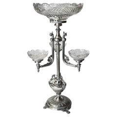 Antique Victorian English Sterling Epergne Centerpiece by Manoah Rhodes & Sons c 1890