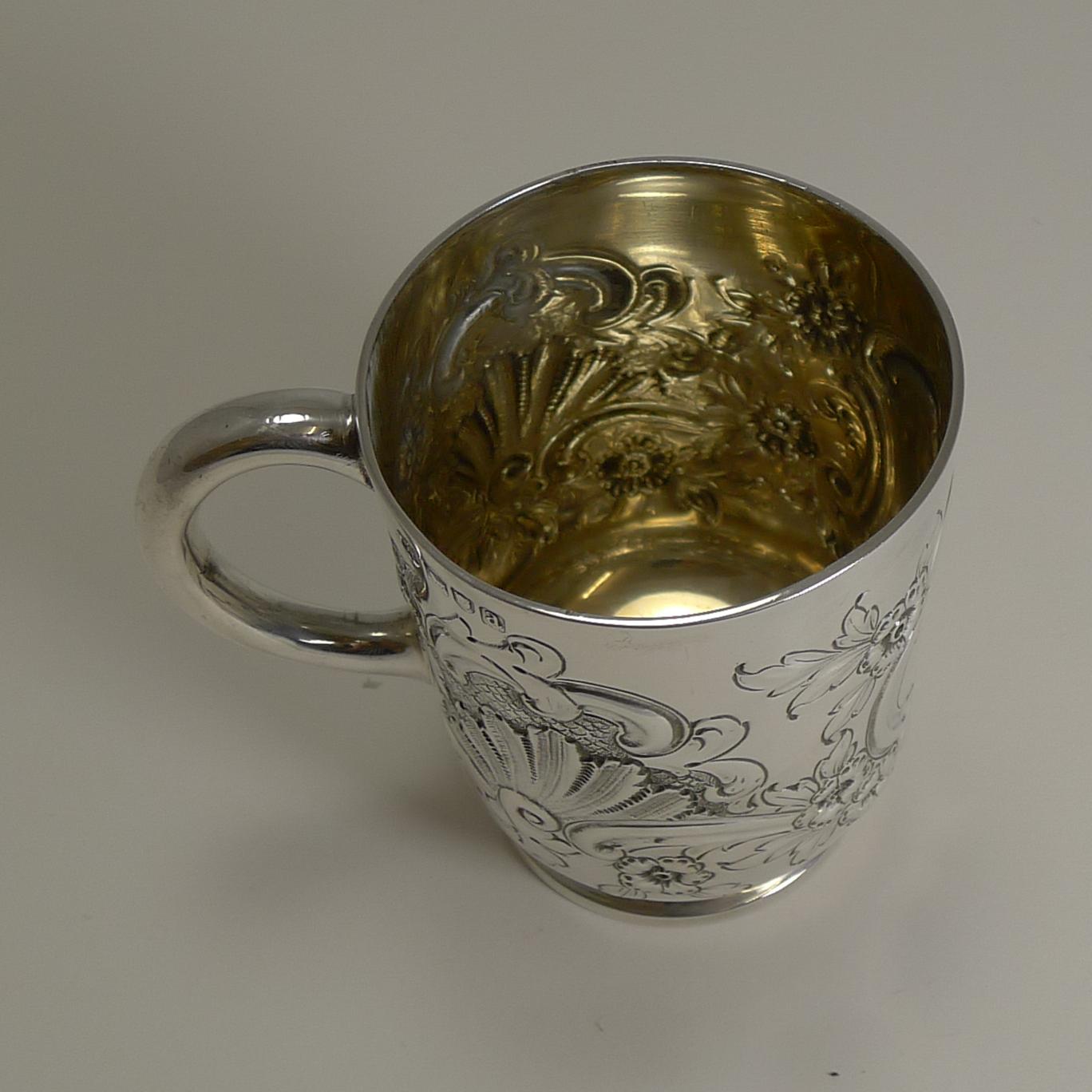 Late Victorian Victorian English Sterling Silver Christening / Child's Mug, 1896