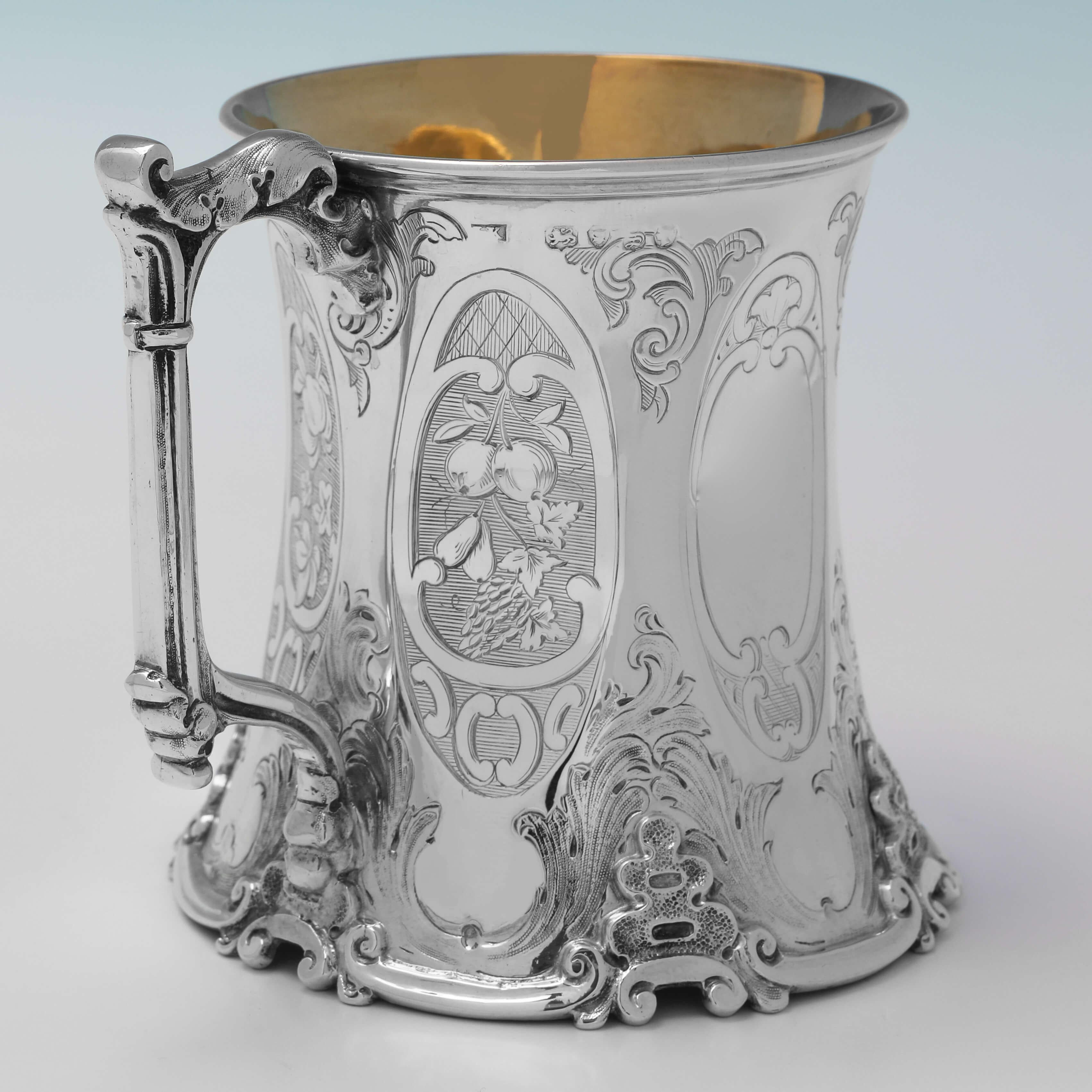 Mid-19th Century Victorian English Sterling Silver Christening Mug, London 1853 John Kieth