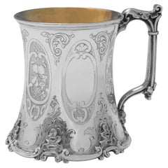 Victorian English Sterling Silver Christening Mug, London 1853 John Kieth