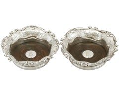 Antique Victorian English Sterling Silver Coasters by the Barnard Silversmiths