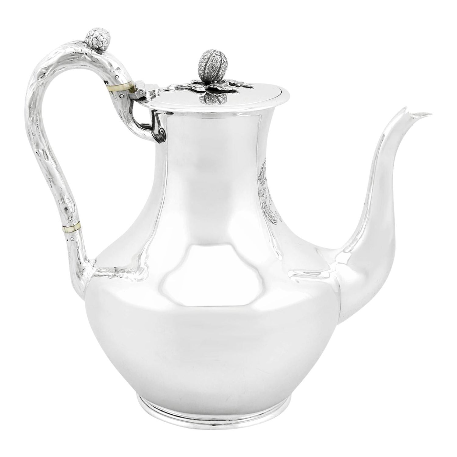 Cafetière anglaise victorienne en argent sterling