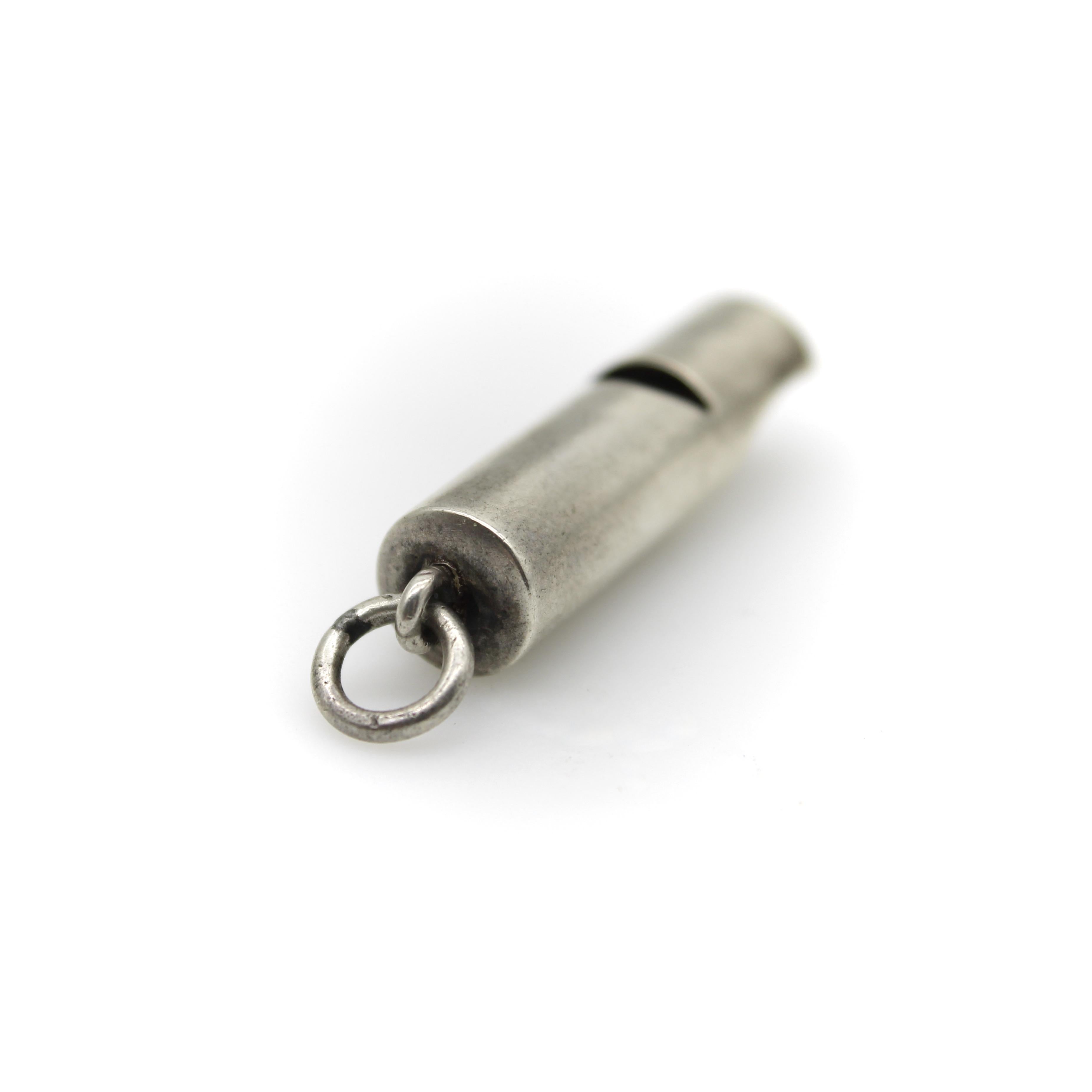 Women's or Men's Victorian English Sterling Silver Cylindrical Whistle For Sale