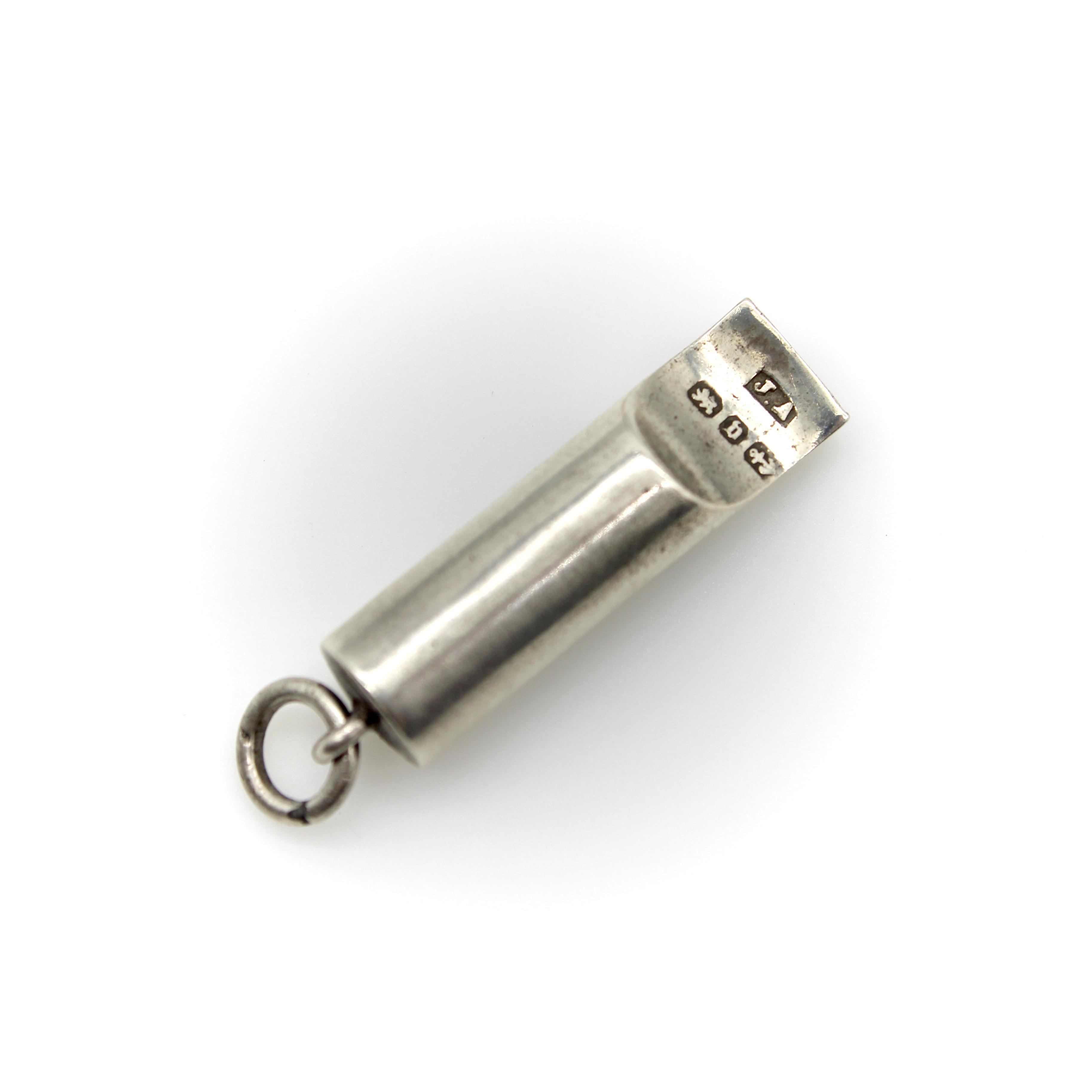 Victorian English Sterling Silver Cylindrical Whistle For Sale 2