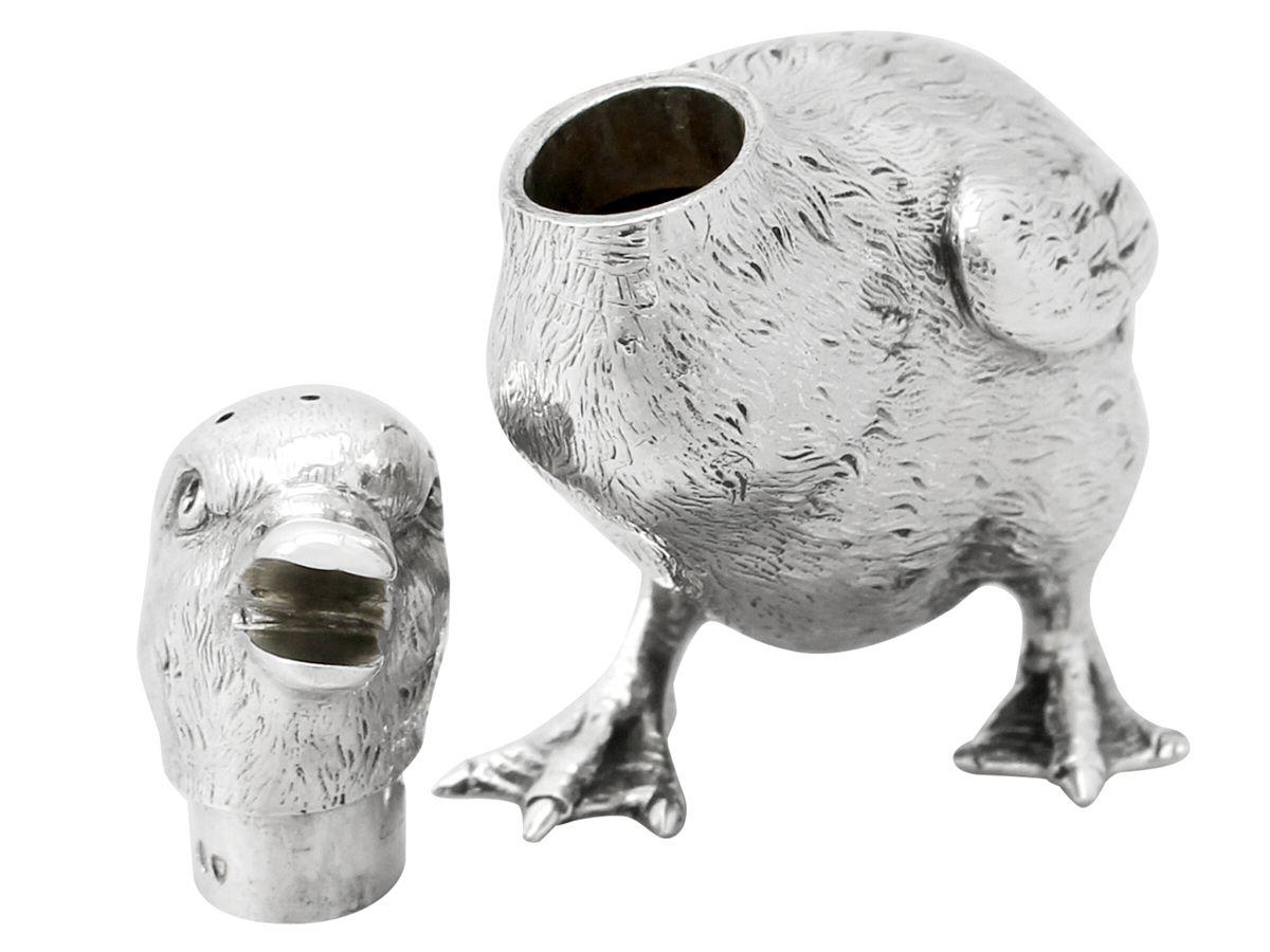 Victorian English Sterling Silver Duckling Pepperette 2