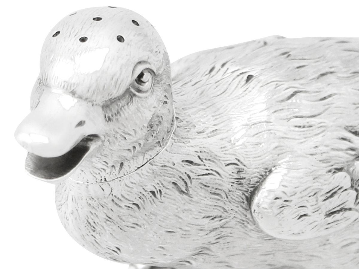 Victorian English Sterling Silver Duckling Pepperette 3