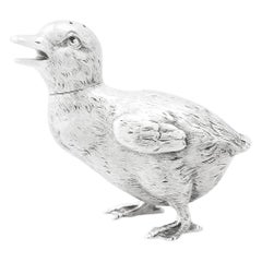 Viktorianisches englisches Duckling-Pfefferstreuer aus Sterlingsilber