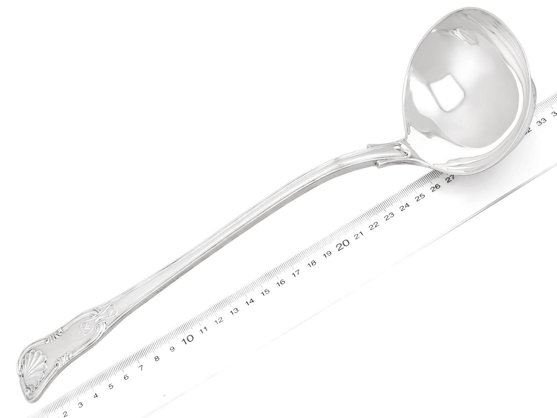 Victorian English Sterling Silver Hourglass Pattern Soup Ladle For Sale 3