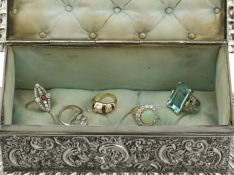 Victorian English Sterling Silver Jewelry Casket For Sale at 1stdibs