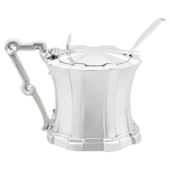 Victorian English Sterling Silver Mustard Pot with Spoon