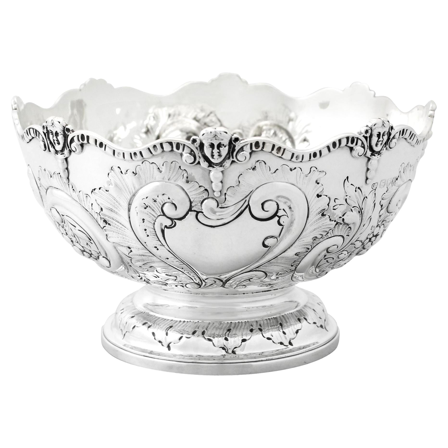 Ciotola di presentazione inglese vittoriana in argento sterling di Charles Stuart Harris