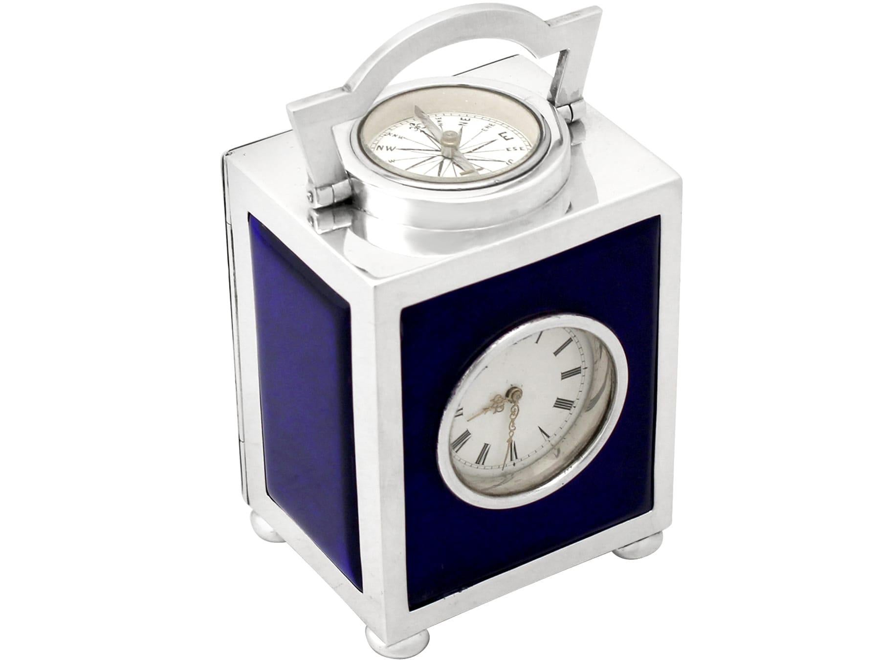 Anglais Horloge de voyage ou boussole en argent sterling de l'époque victorienne en vente