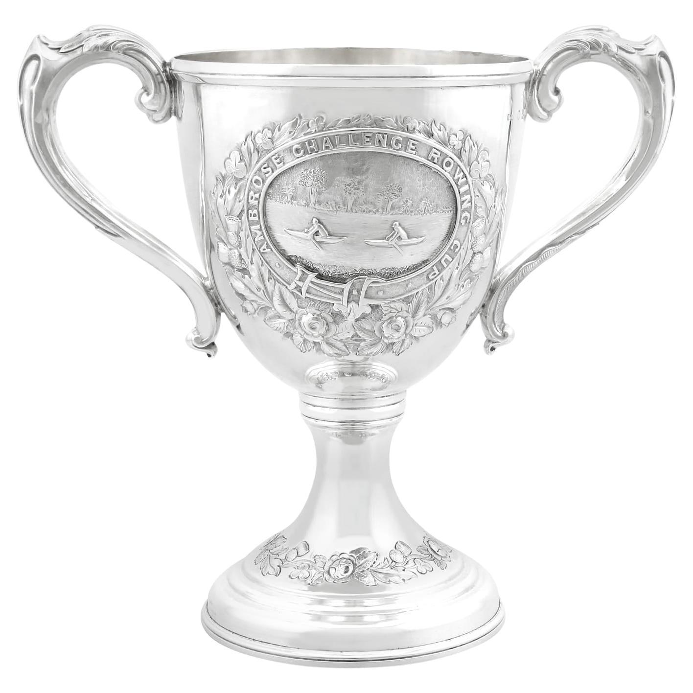 Victorian English Sterling Silver Trophy Cup with Rowing Interest
