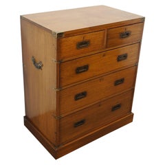 Victorian English Teak Military Chest of Drawers
