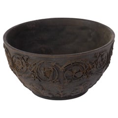 Victorian English Wedgwood Black Basalt Bas Relief Arabesque Bowl