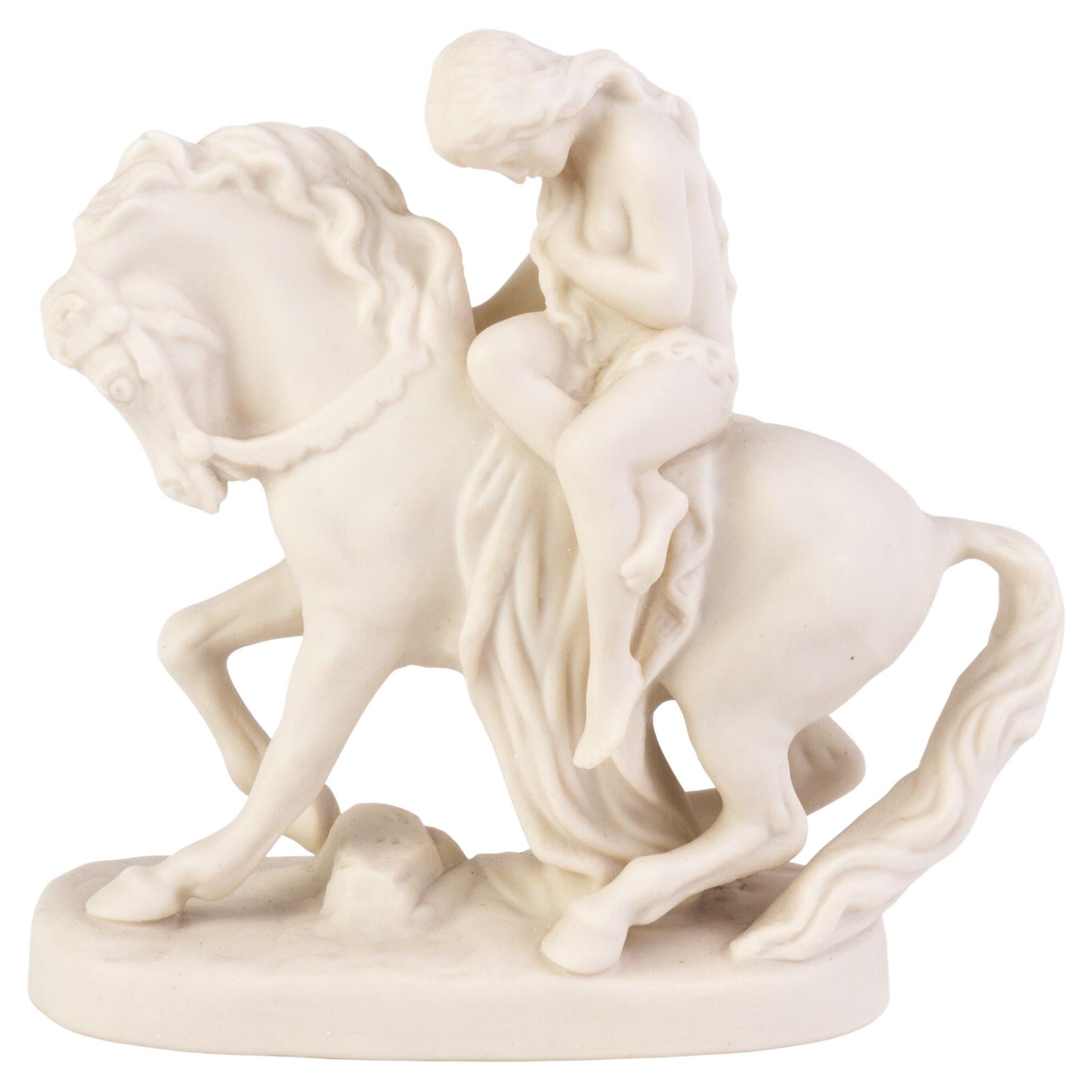 Victorian English WH Goss Parian Statue Sculpture of Lady Godiva on Horseback