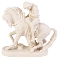 Antique Victorian English WH Goss Parian Statue Sculpture of Lady Godiva on Horseback