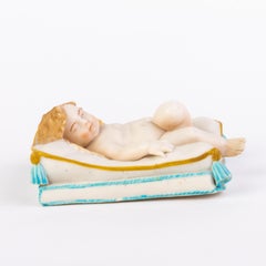 Victorian English WH Goss Parian Statue Sculpture Sleeping Putto 19th Century