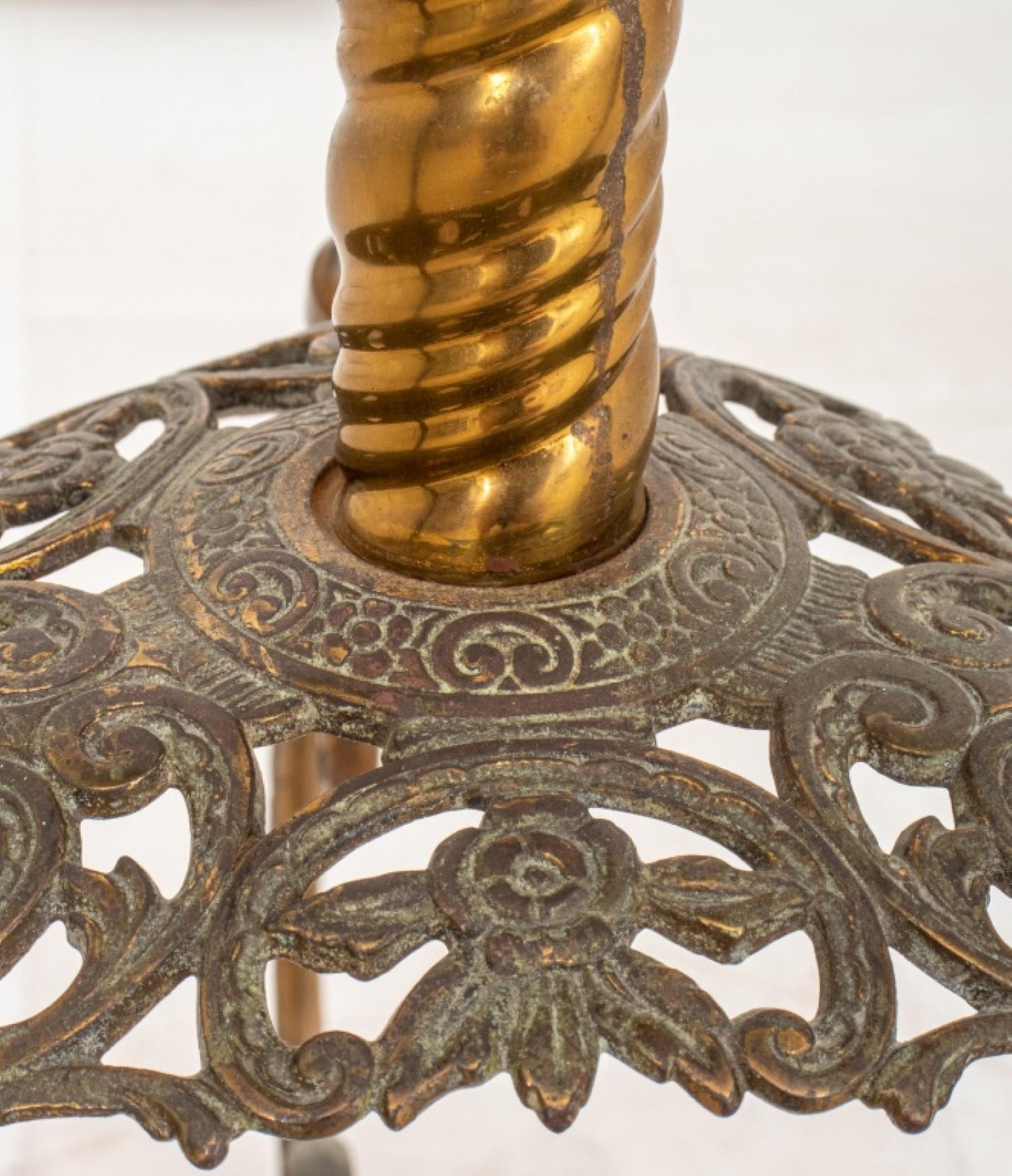 Victorian Engraved and Cast Brass Pedestal Table In Good Condition For Sale In New York, NY