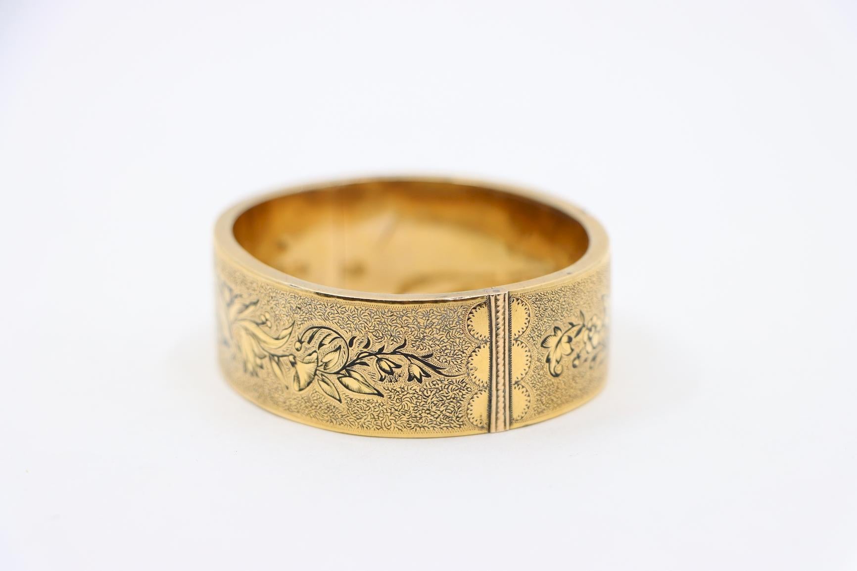 da uomo o donna Bracciale vittoriano con smalto inciso in oro 14K in vendita