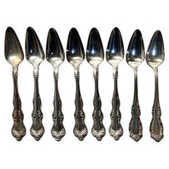 Victorian Engraved Holmes & Edward XIV Silver Plate Fruit Spoons - Set of 8