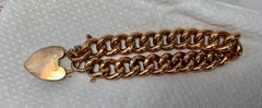 Victorian Engraved Link Bracelet Heart Clasp Gold