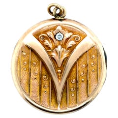 Médaillon Victorien Gravé 39mm Old Mine Cut Diamond Original 1890's