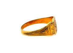 Victorian Engraved Monogram Baby Ring 14K Yellow Gold Antique Original 1860's